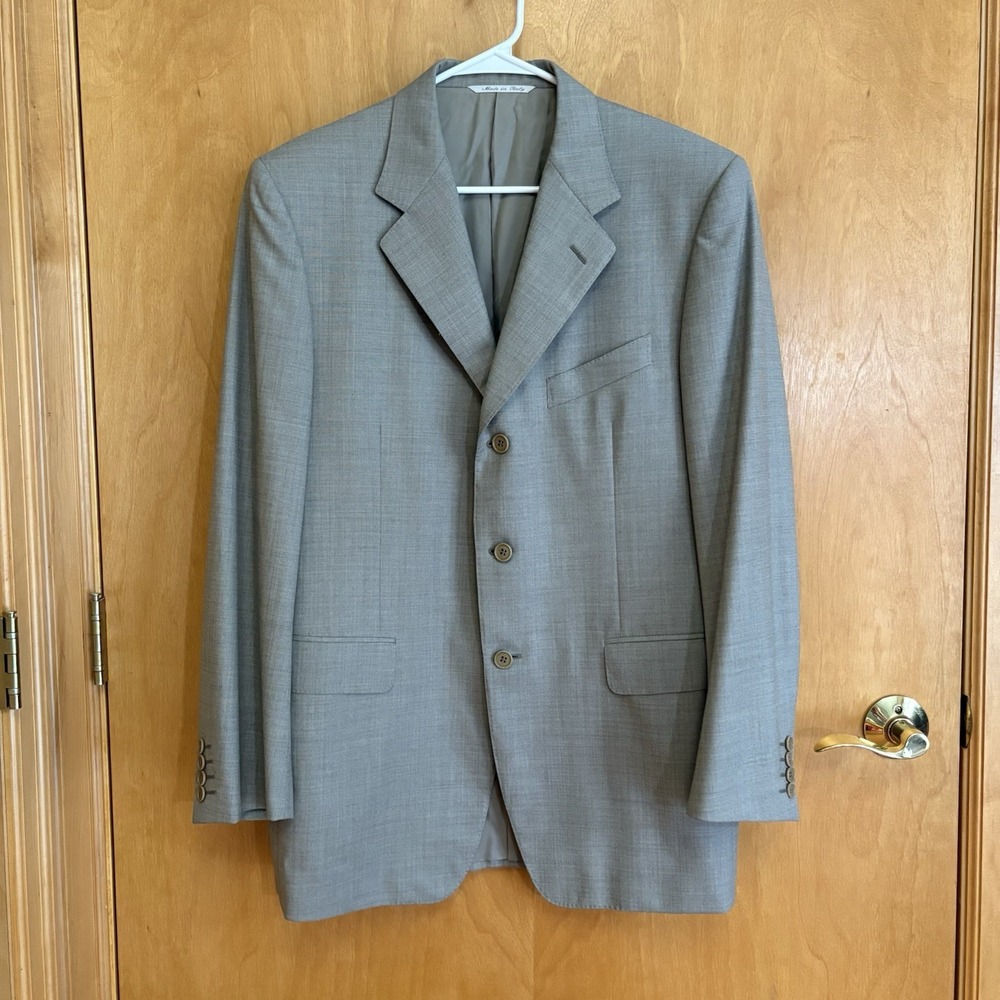Canali Blazer Beige Tan Wool Sport Coat Jacket Super 120s‎ Made in Italy 50R